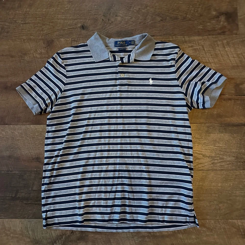 Men's Polo Ralph Lauren Polo M Navy Gray Striped Classic Fit